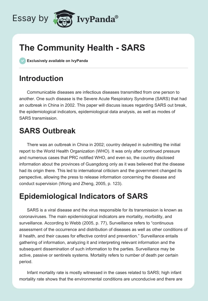 The Community Health - SARS. Page 1