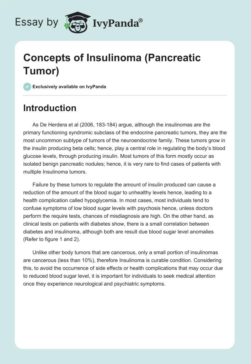 Concepts of Insulinoma (Pancreatic Tumor). Page 1