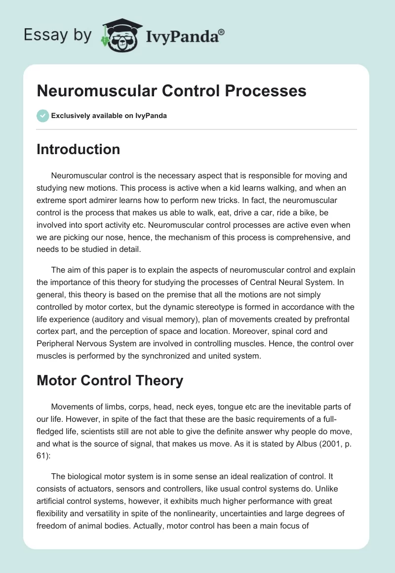 Neuromuscular Control Processes. Page 1