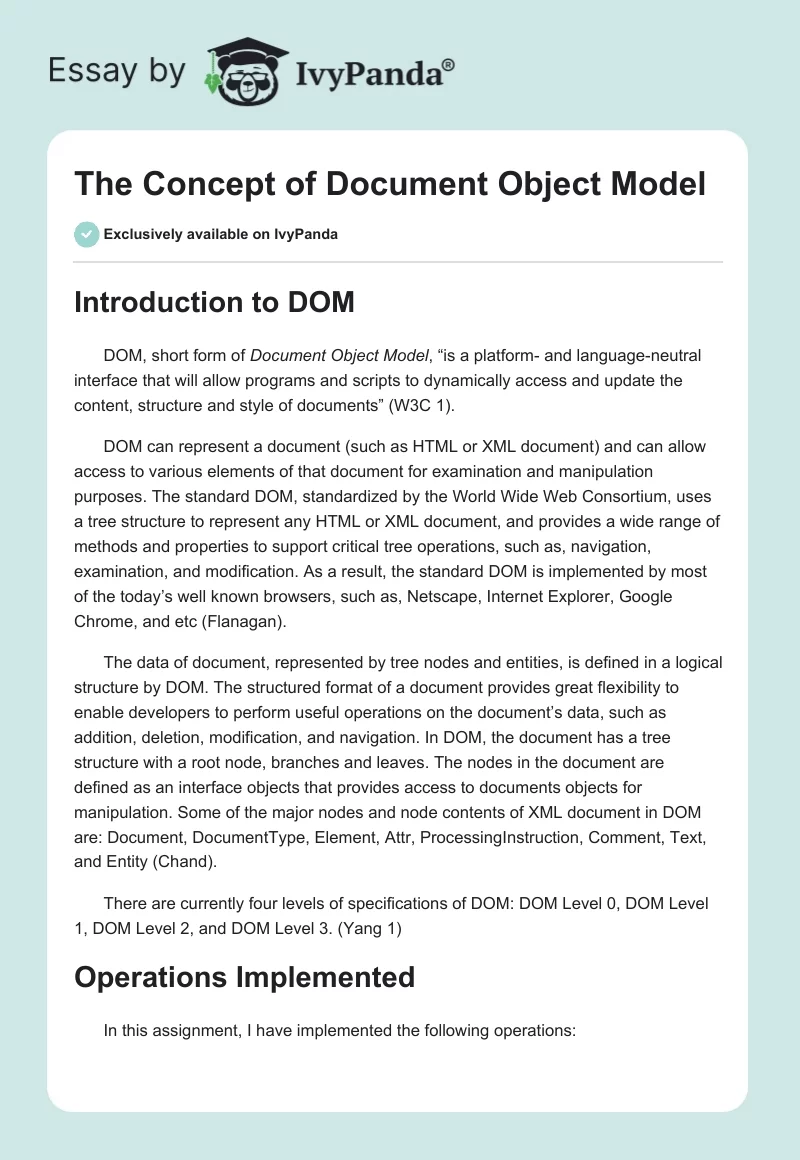 The Concept of Document Object Model. Page 1