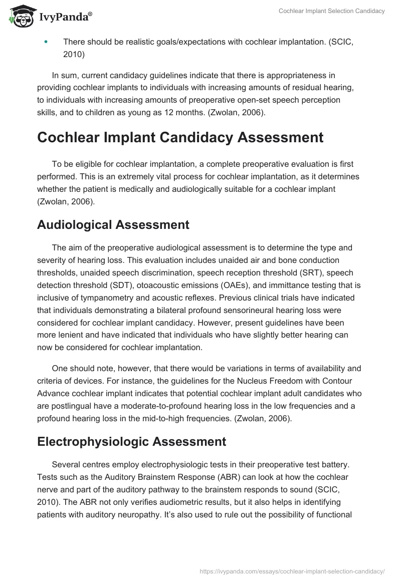 Cochlear Implant Selection Candidacy. Page 5