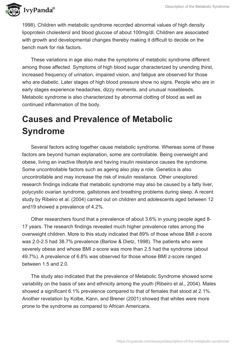 Description of the Metabolic Syndrome. Page 2