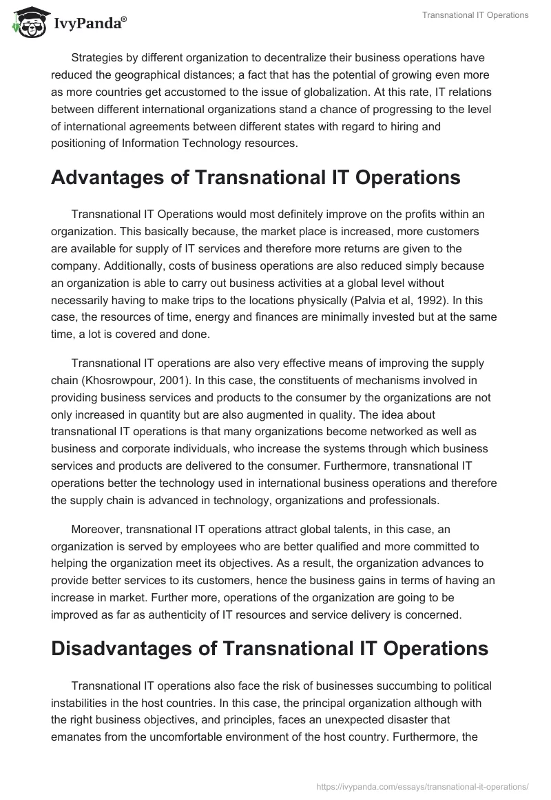 Transnational IT Operations. Page 2