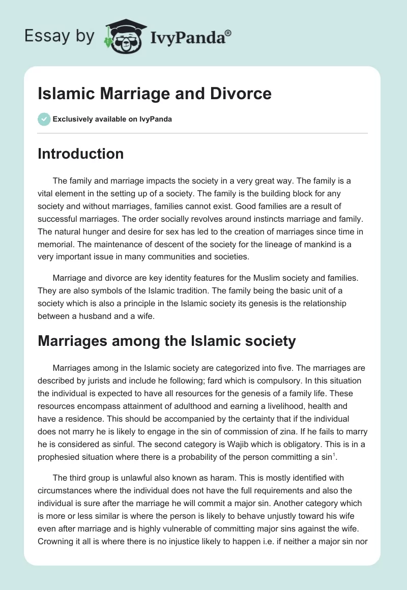 Islamic Marriage and Divorce. Page 1