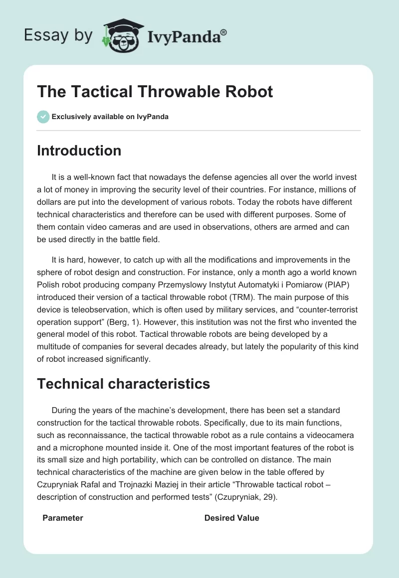 The Tactical Throwable Robot. Page 1