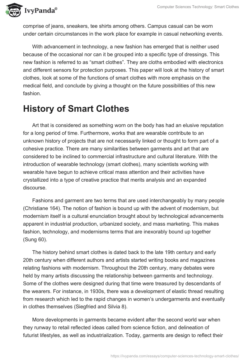 Computer Sciences Technology: Smart Clothes. Page 2