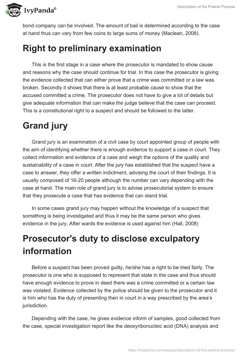 Description of the Pretrial Process. Page 2