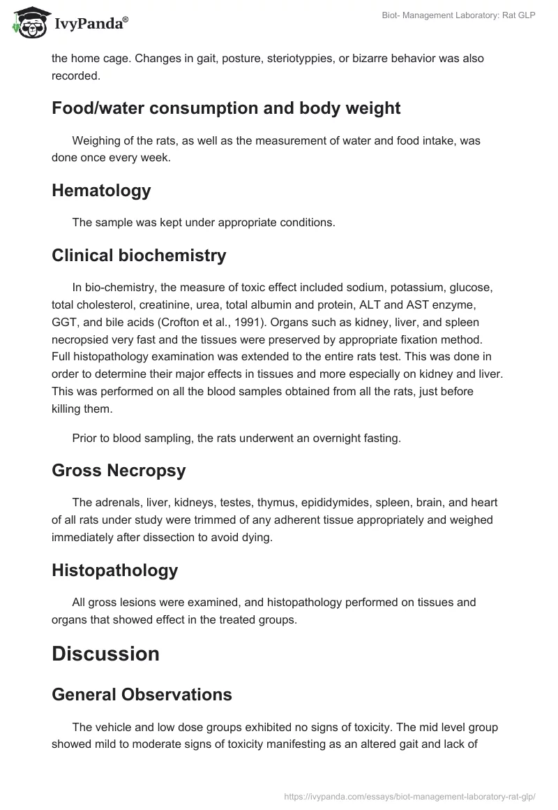 Biot- Management Laboratory: Rat GLP. Page 4