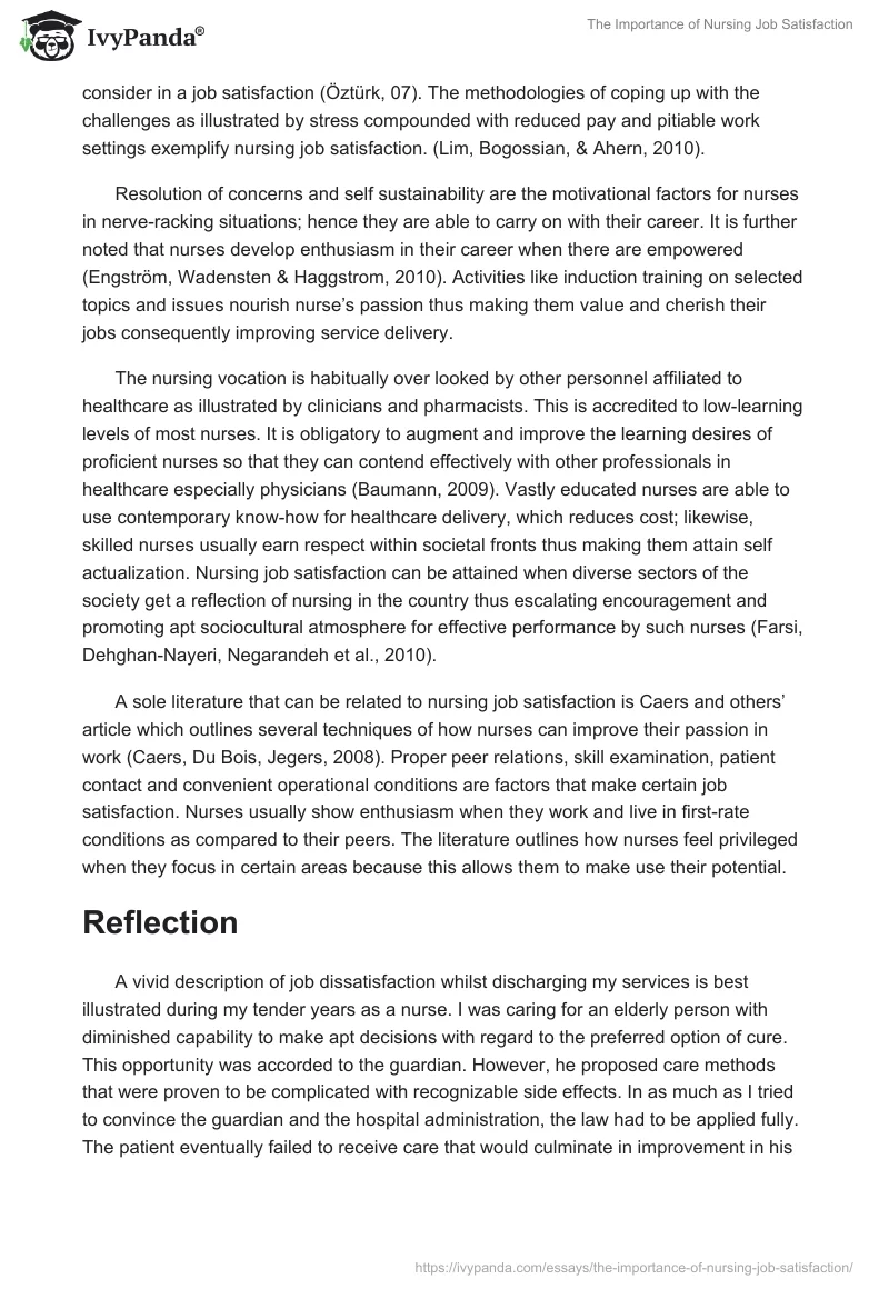 The Importance of Nursing Job Satisfaction. Page 2