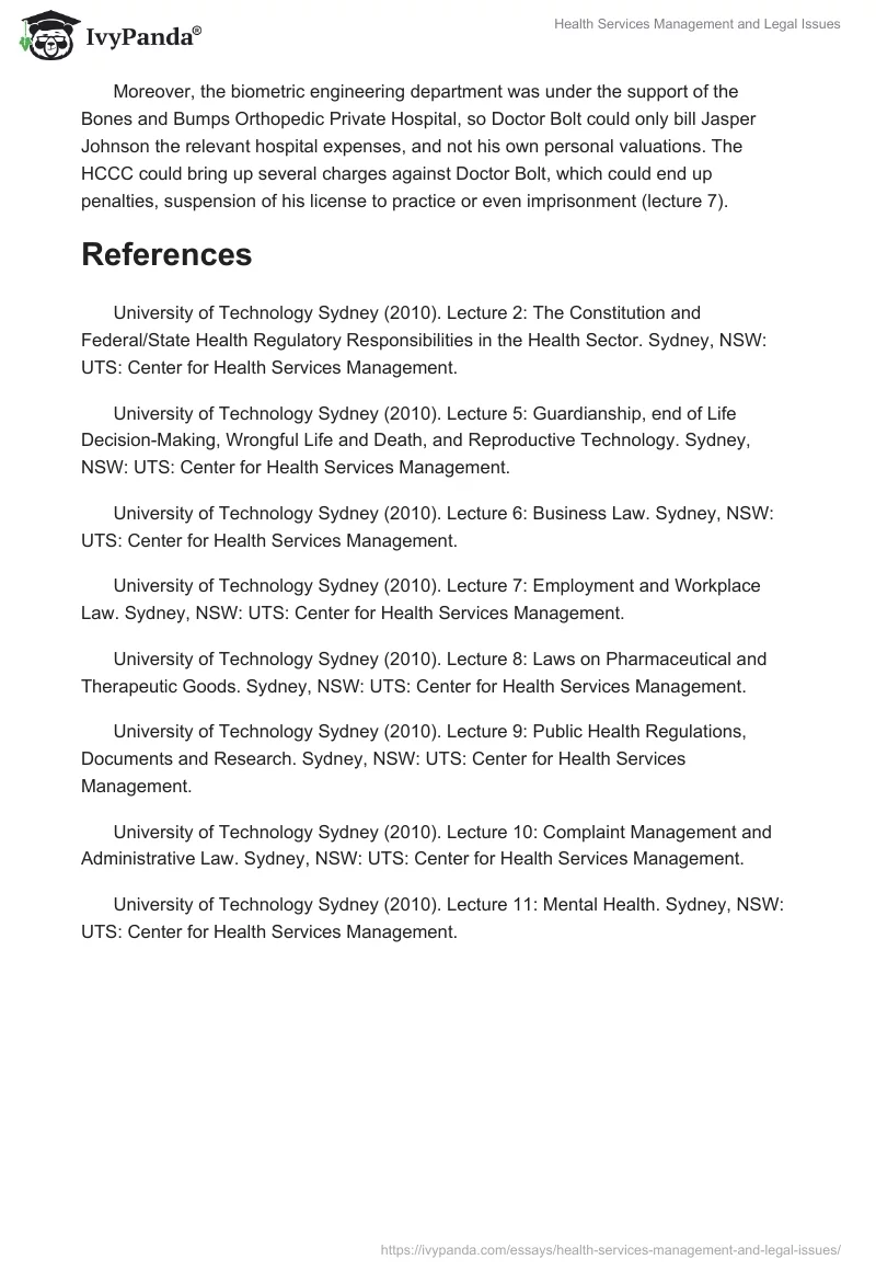 Health Services Management and Legal Issues. Page 4