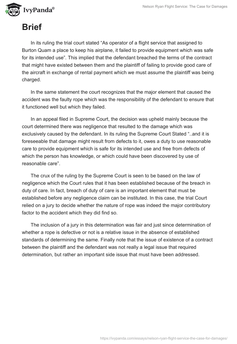 Nelson Ryan Flight Service: The Case for Damages. Page 3