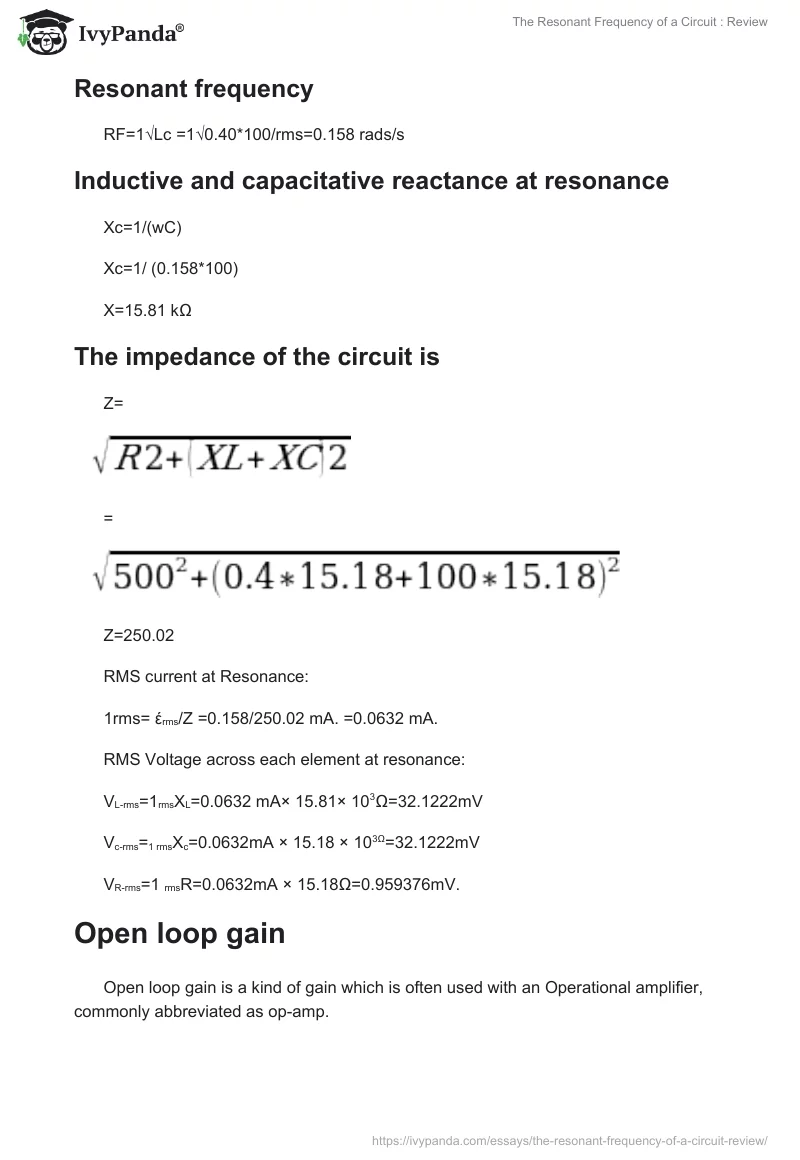 The Resonant Frequency of a Circuit : Review. Page 4