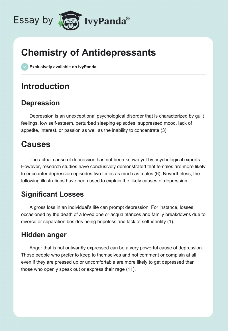 Chemistry of Antidepressants. Page 1