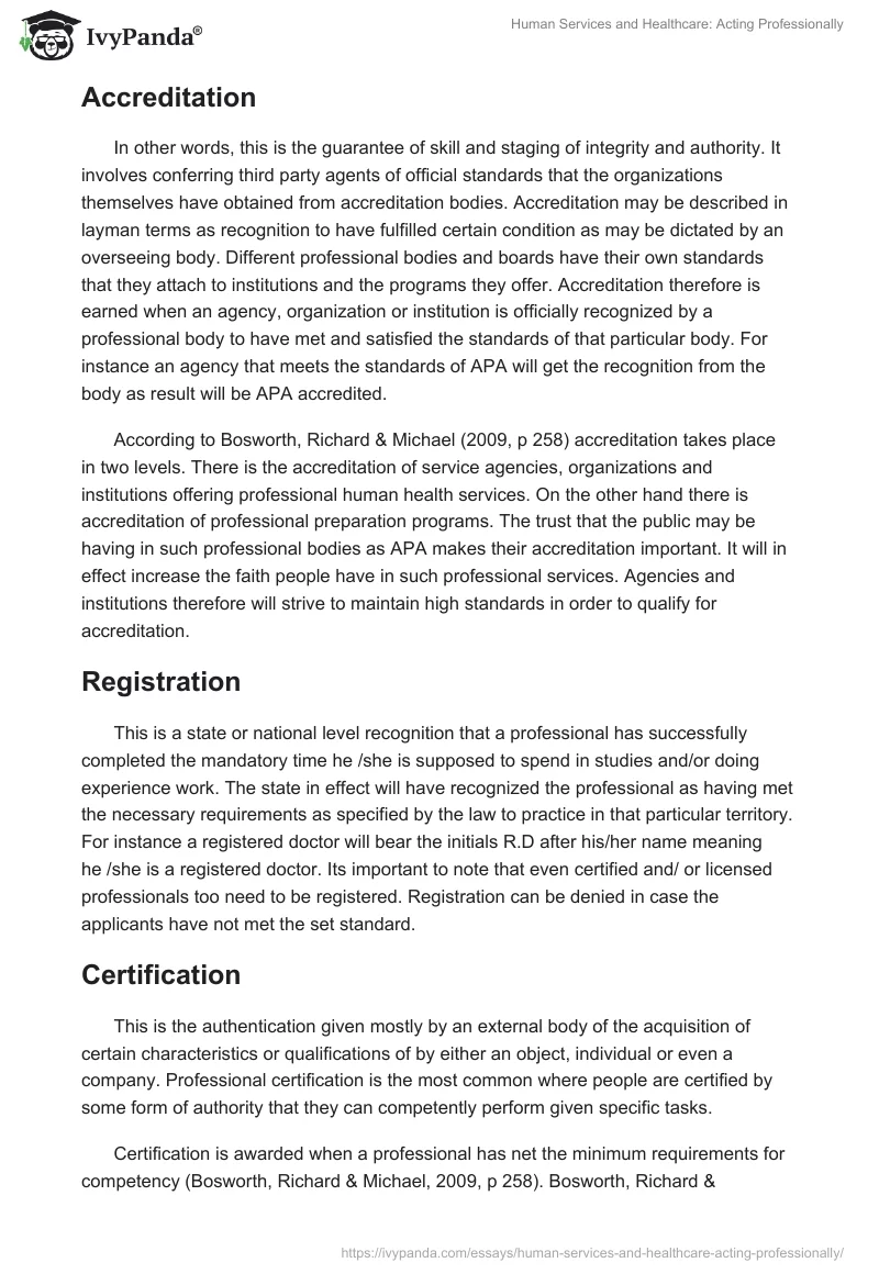 Human Services and Healthcare: Acting Professionally. Page 5
