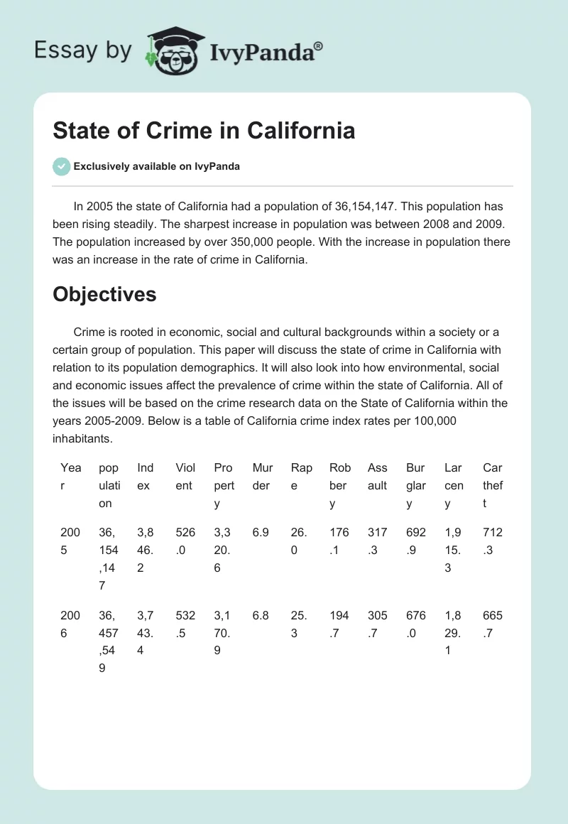 State of Crime in California. Page 1