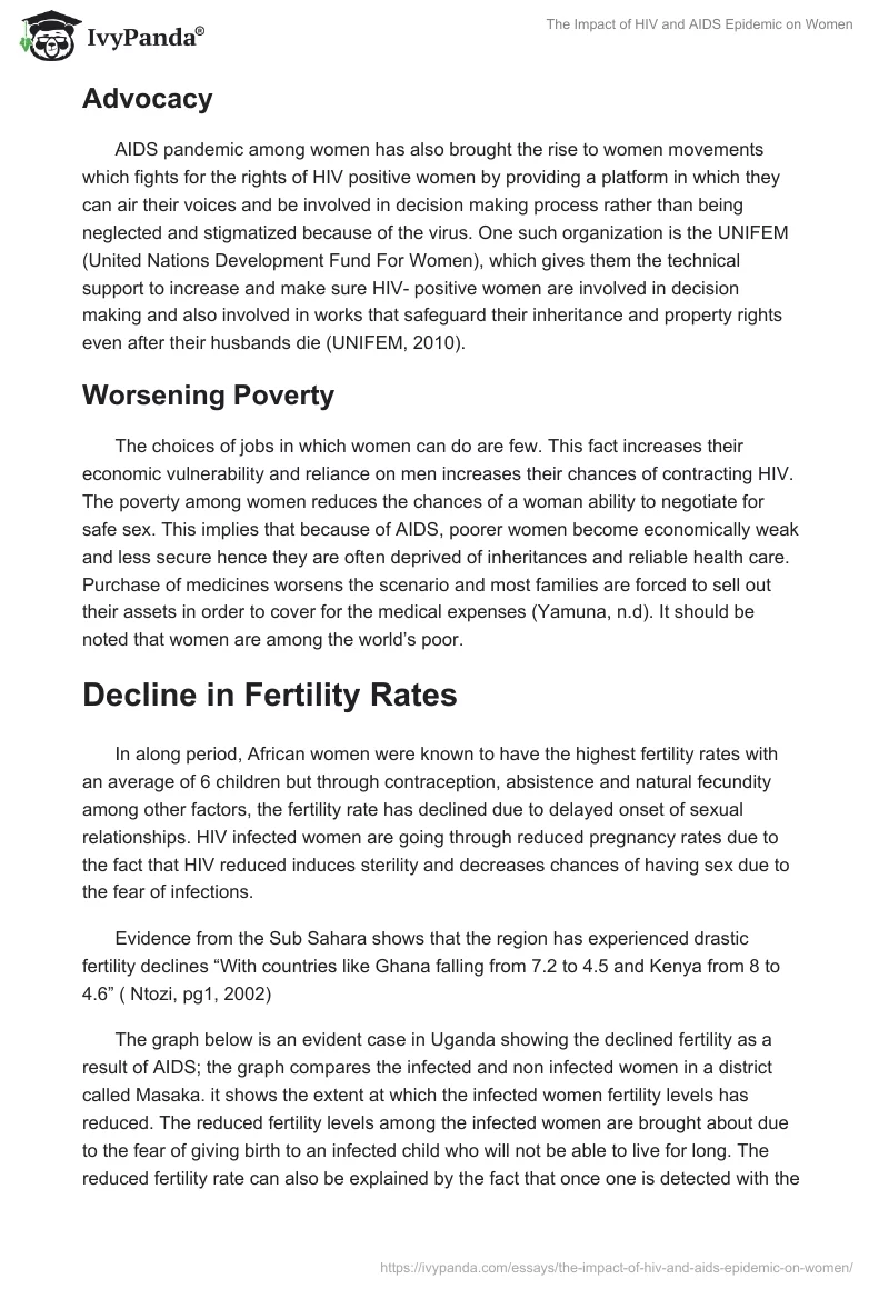 The Impact of HIV and AIDS Epidemic on Women. Page 5