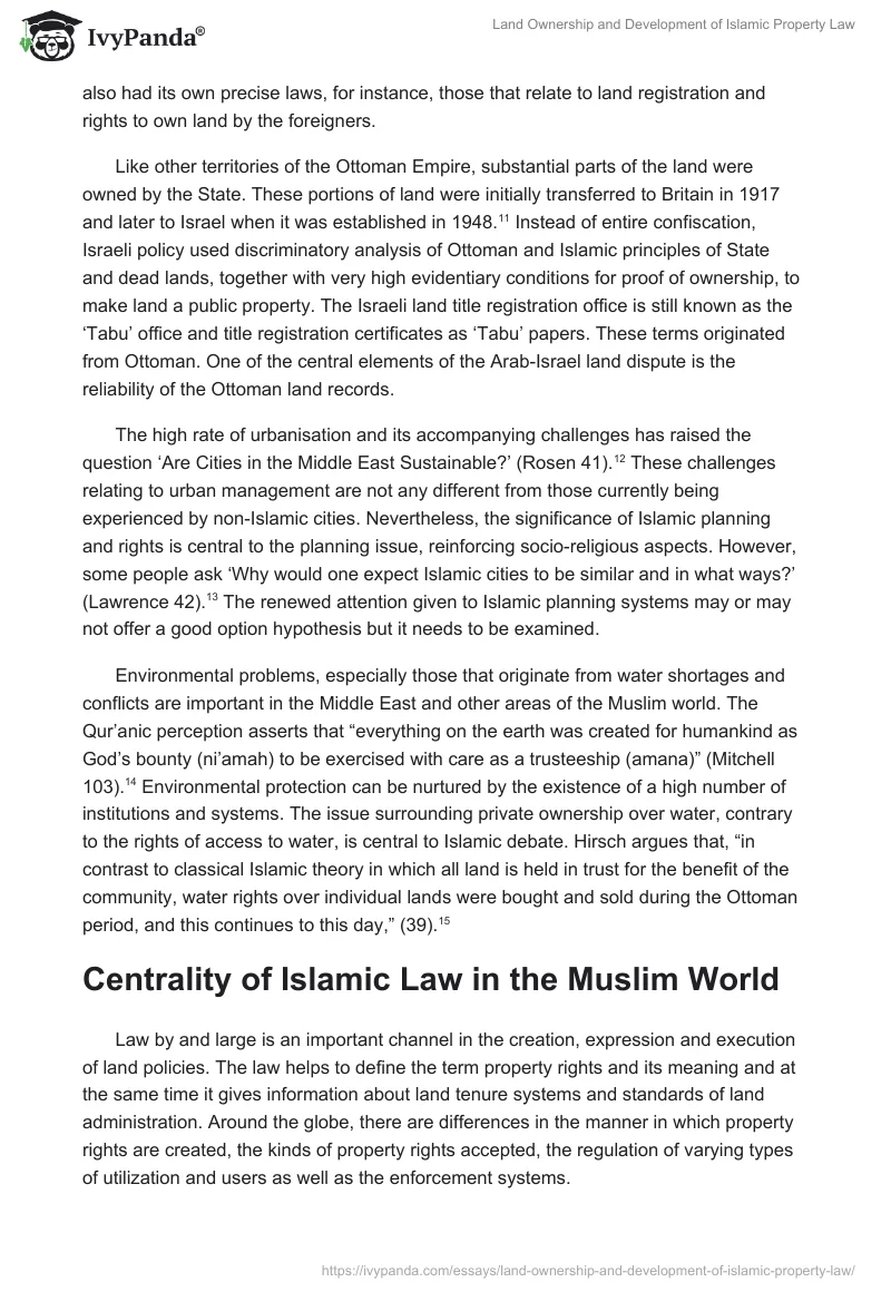Land Ownership and Development of Islamic Property Law. Page 5