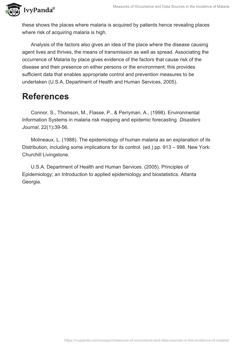 Measures of Occurrence and Data Sources in the Incidence of Malaria. Page 3