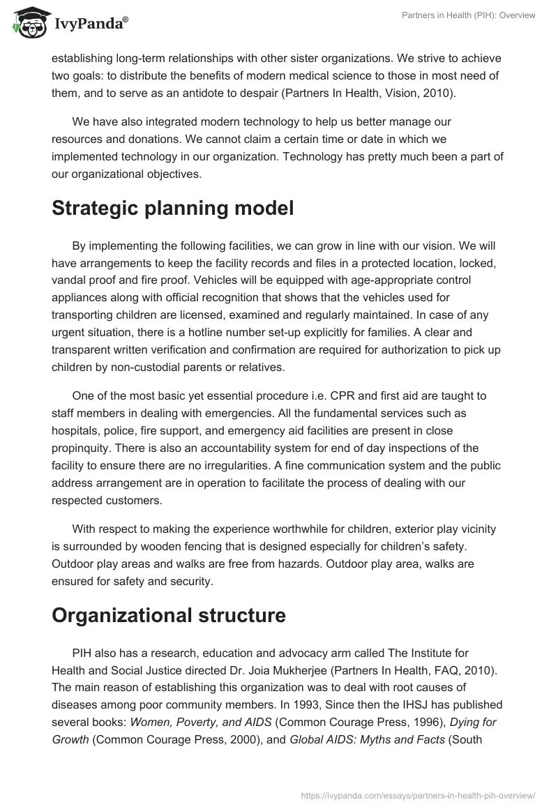 Partners in Health (PIH): Overview. Page 2