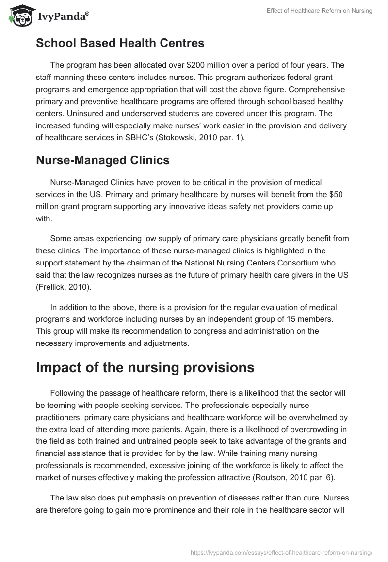 Effect of Healthcare Reform on Nursing. Page 5