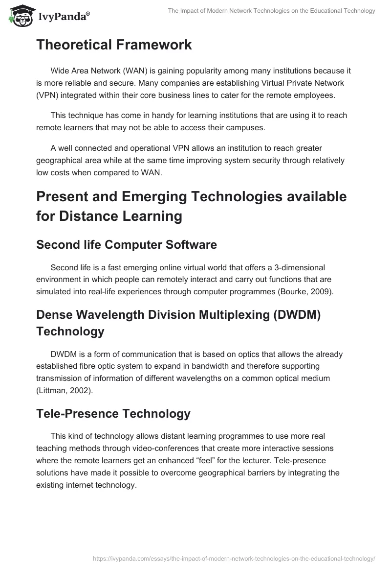 The Impact of Modern Network Technologies on the Educational Technology. Page 2