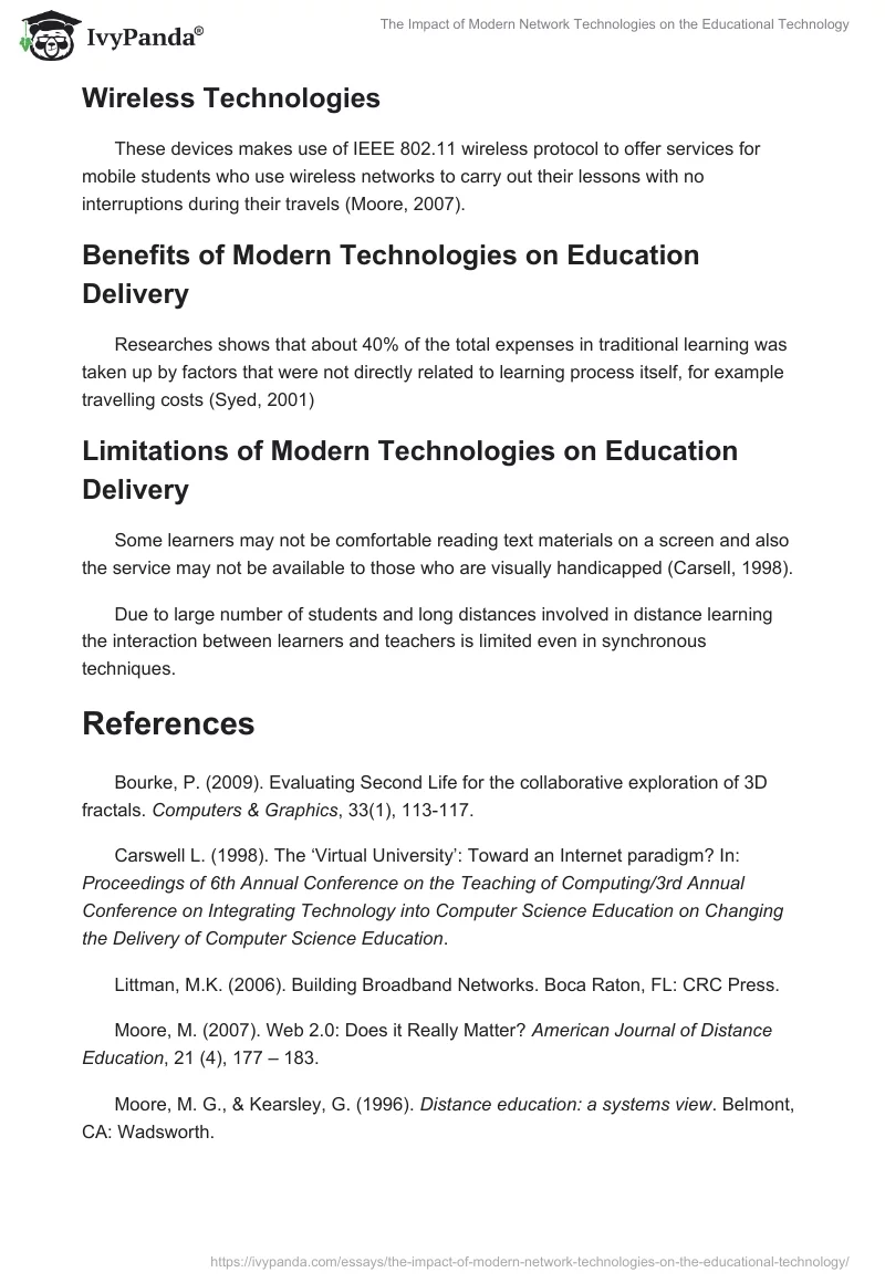 The Impact of Modern Network Technologies on the Educational Technology. Page 3