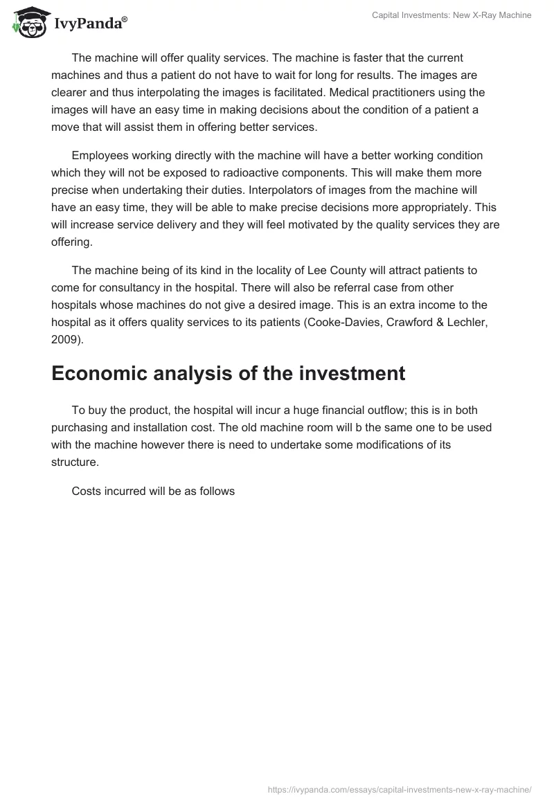 Capital Investments: New X-Ray Machine. Page 3