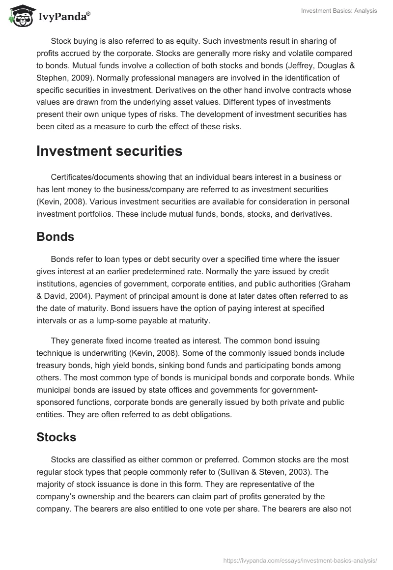 Investment Basics: Analysis. Page 2