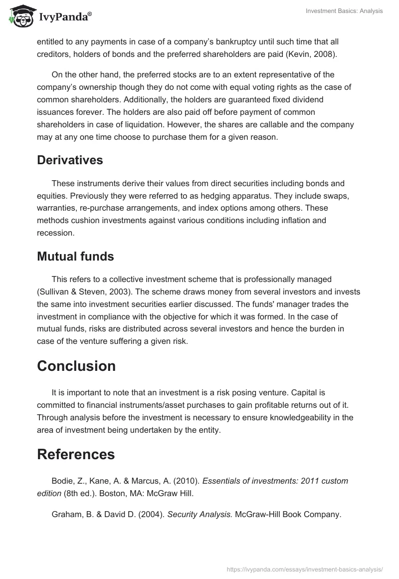 Investment Basics: Analysis. Page 3