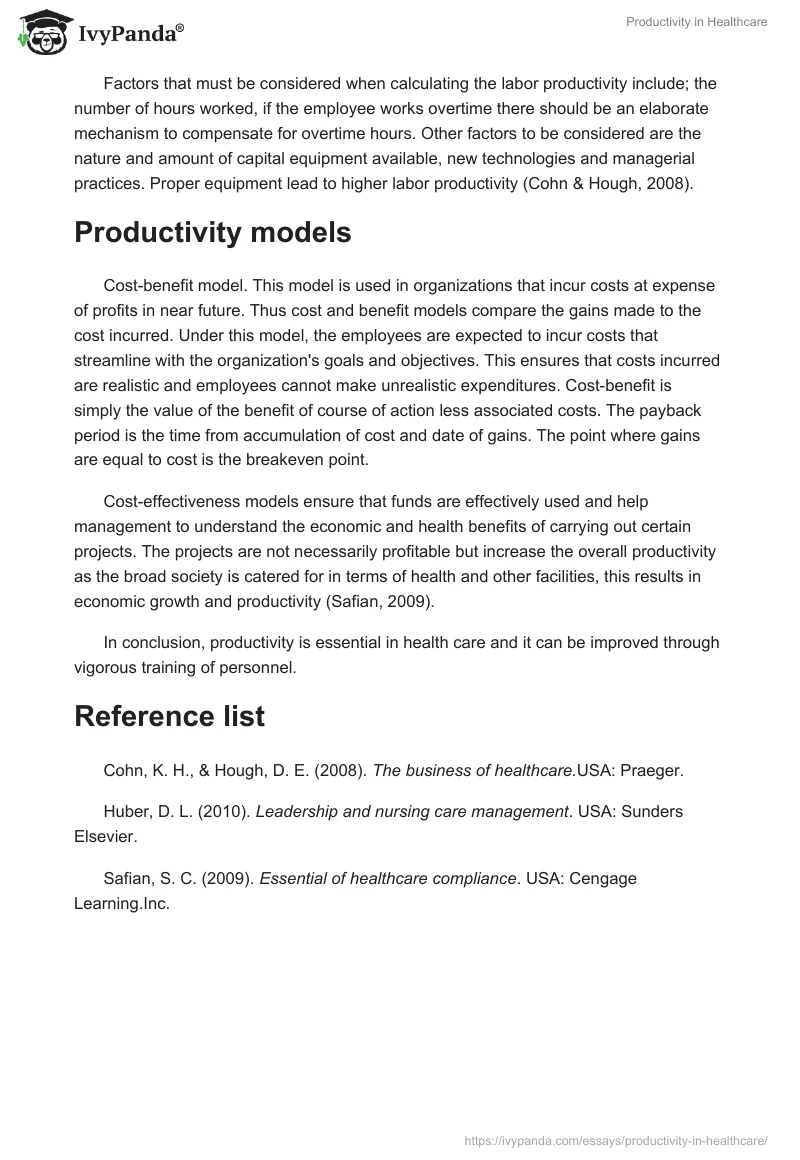 Productivity in Healthcare. Page 3