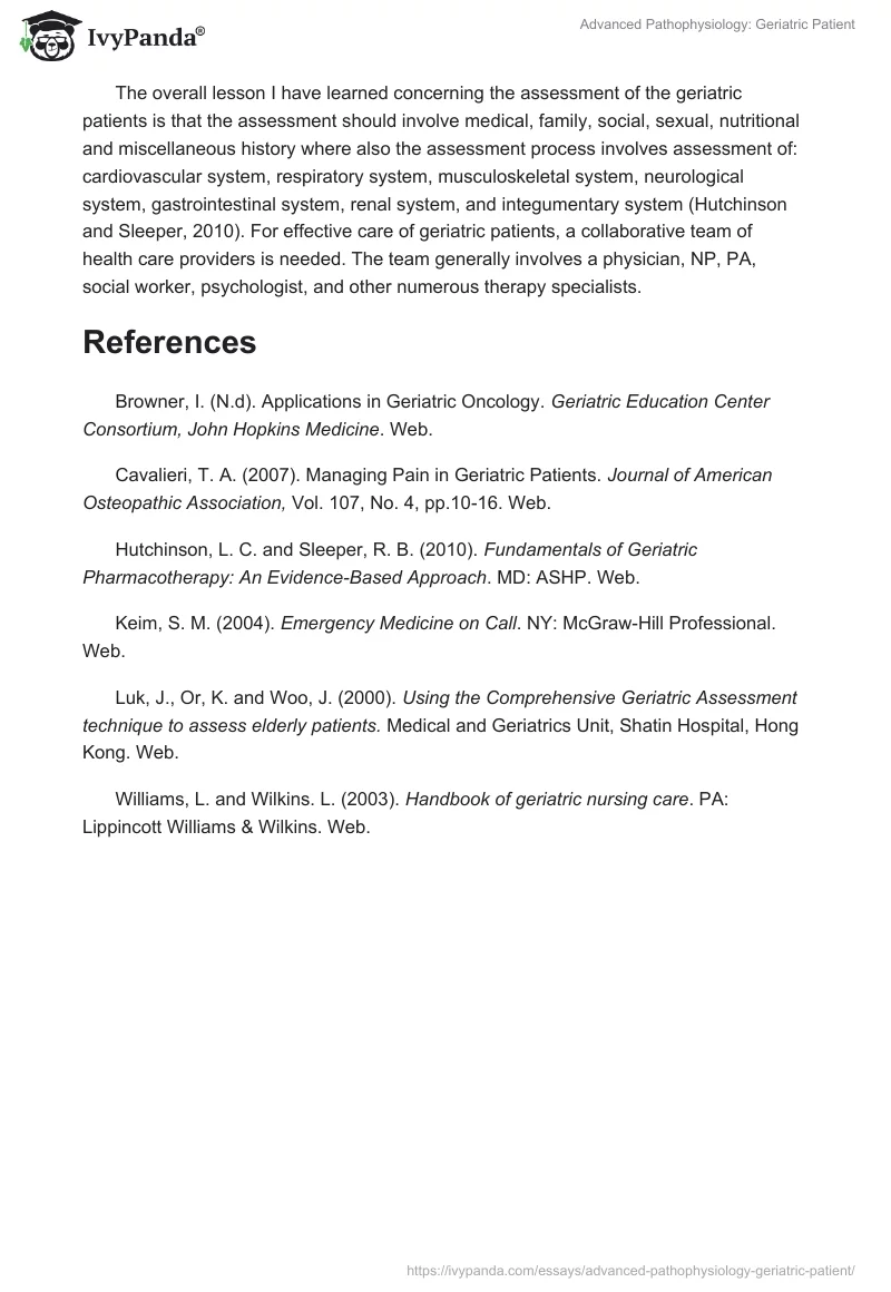 Advanced Pathophysiology: Geriatric Patient. Page 4