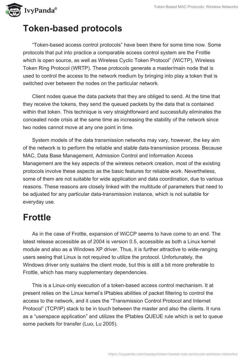 Token-Based MAC Protocols: Wireless Networks. Page 2