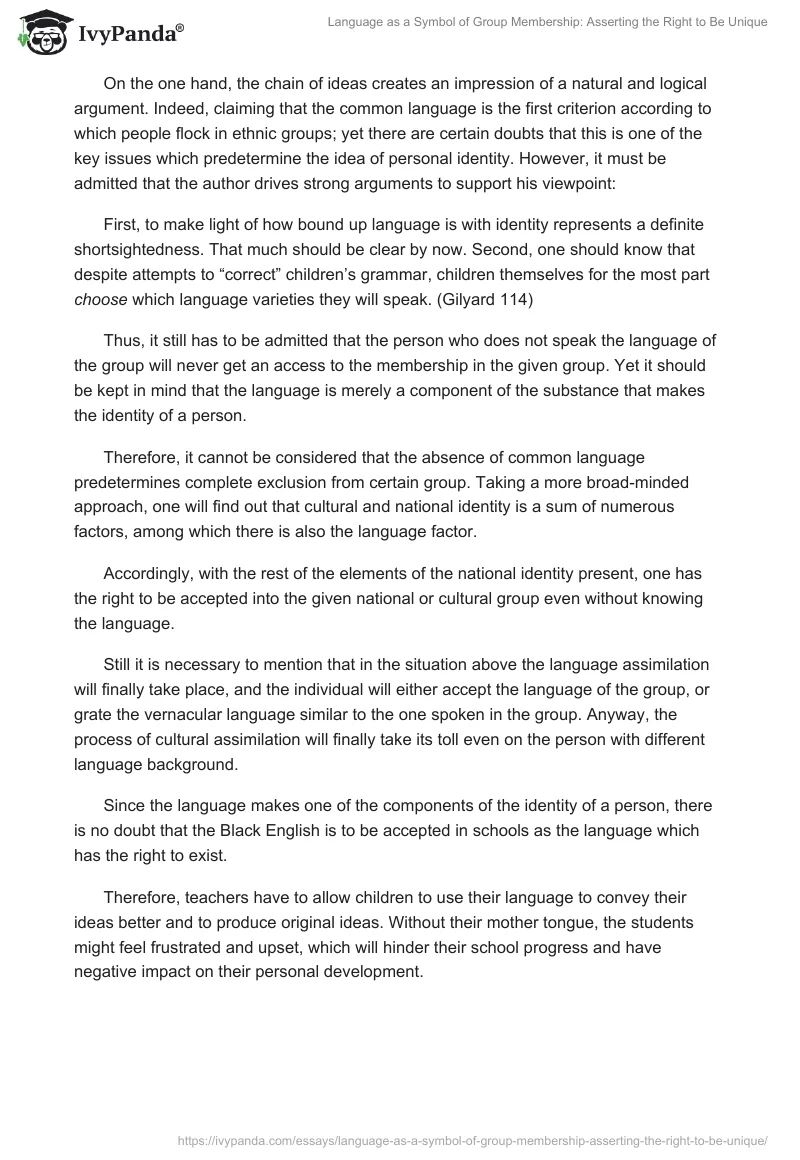 Language as a Symbol of Group Membership: Asserting the Right to Be Unique. Page 3