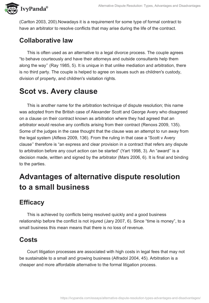 Alternative Dispute Resolution: Types, Advantages and Disadvantages. Page 2