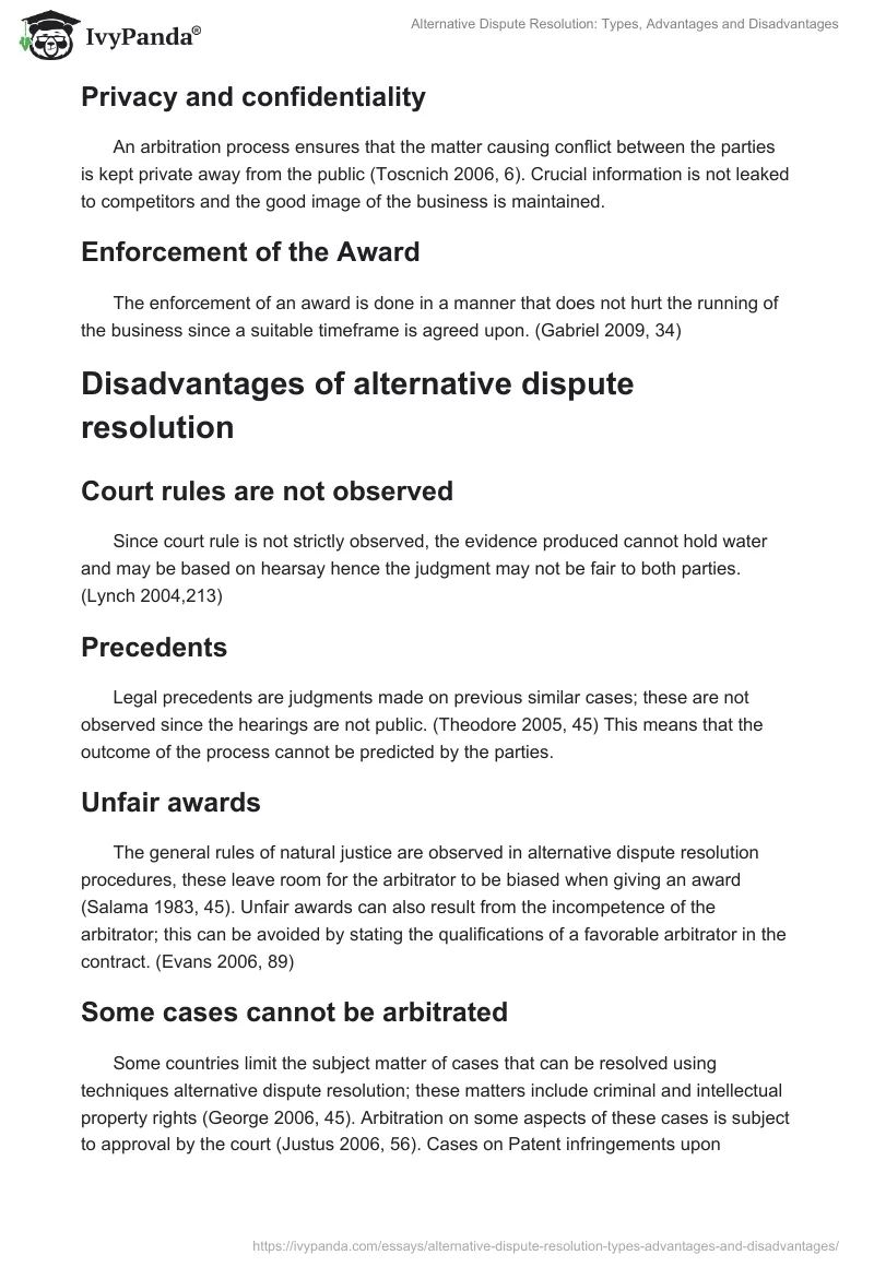 Alternative Dispute Resolution: Types, Advantages and Disadvantages. Page 3