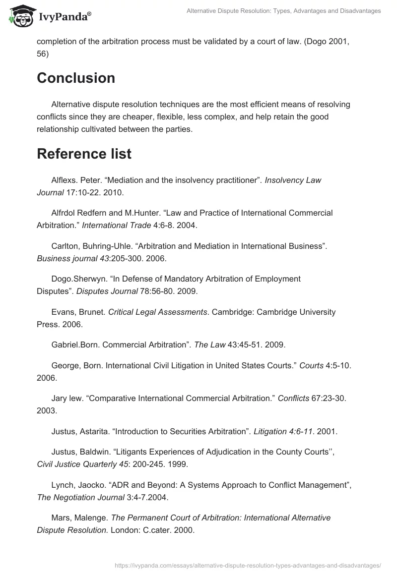 Alternative Dispute Resolution: Types, Advantages and Disadvantages. Page 4
