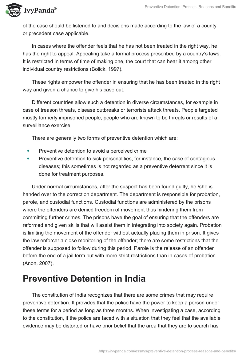 Preventive Detention: Process, Reasons and Benefits. Page 3