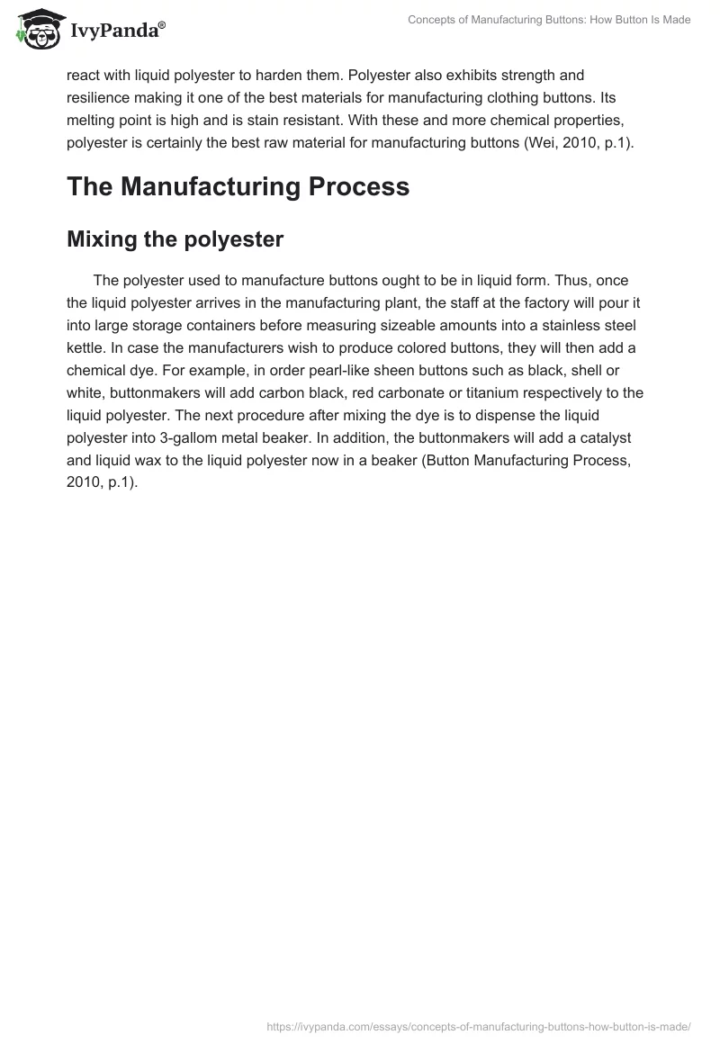Concepts of Manufacturing Buttons: How Button Is Made. Page 5