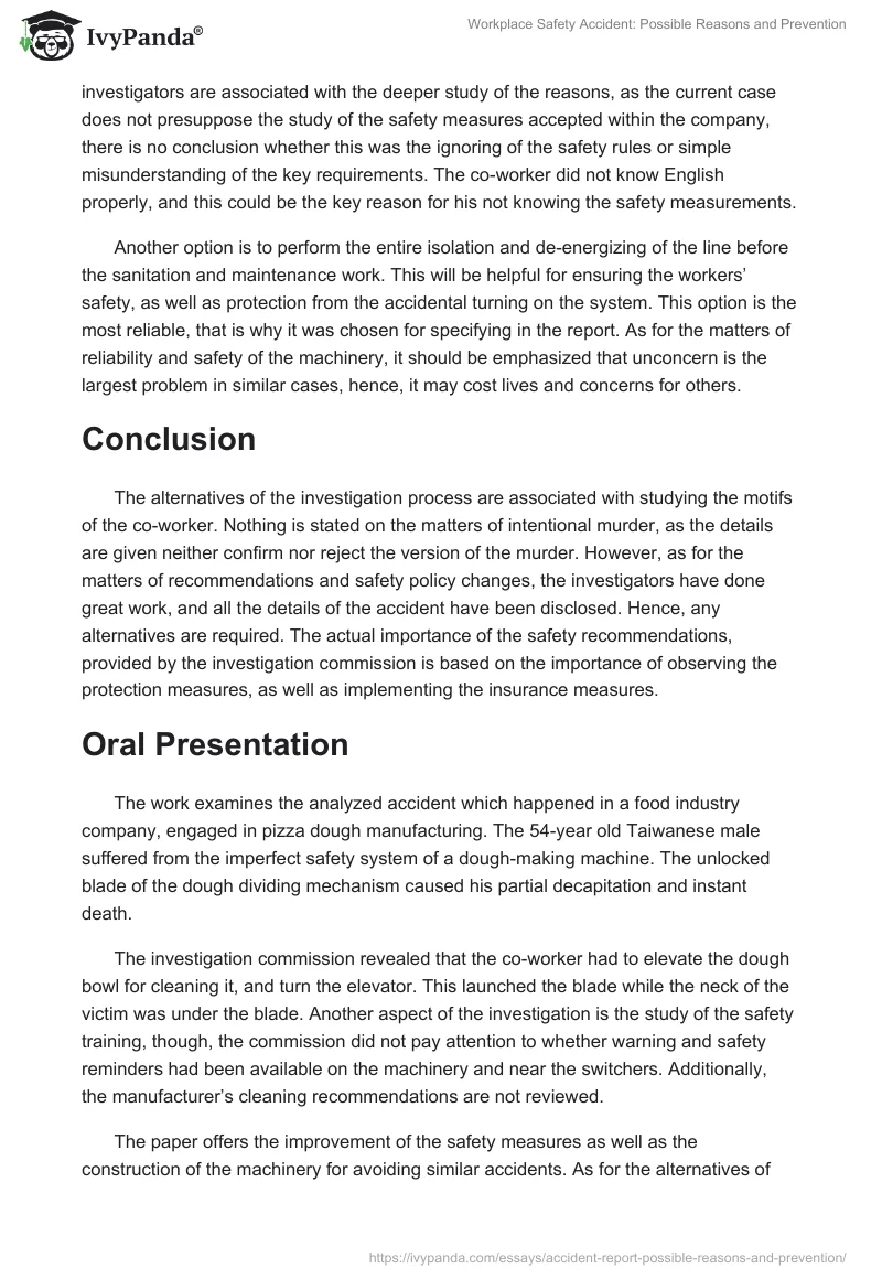Workplace Safety Accident: Possible Reasons and Prevention. Page 5