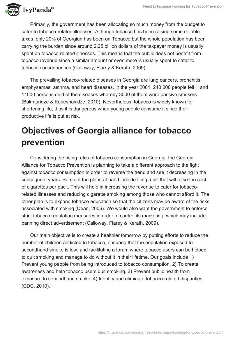 Need to Increase Funding for Tobacco Prevention. Page 3