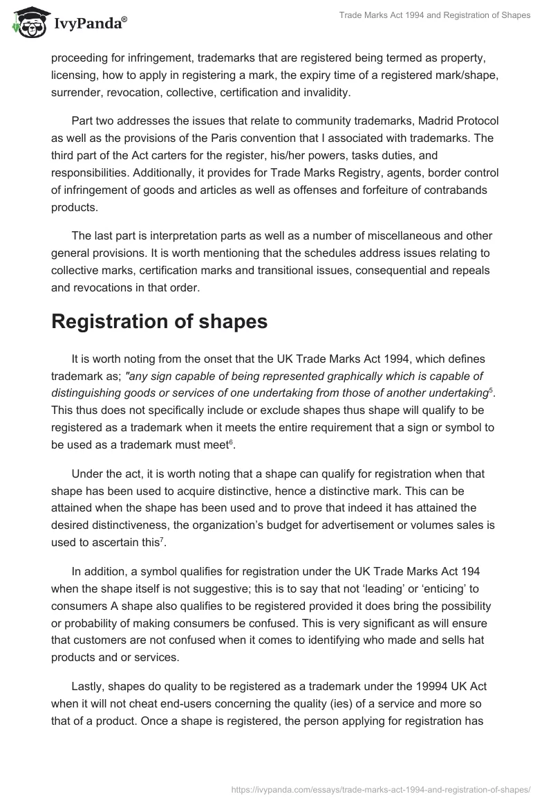 Trade Marks Act 1994 and Registration of Shapes. Page 2