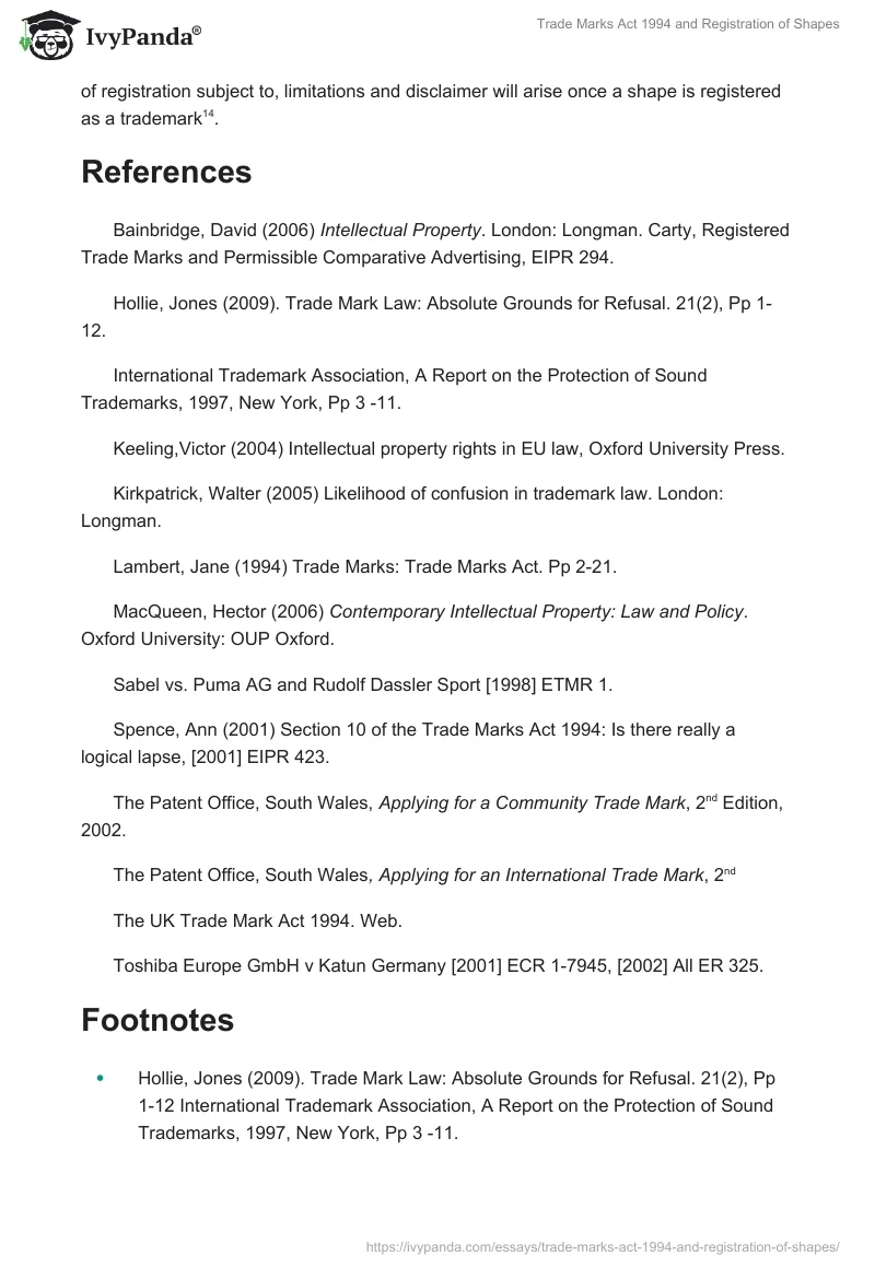 Trade Marks Act 1994 and Registration of Shapes. Page 5