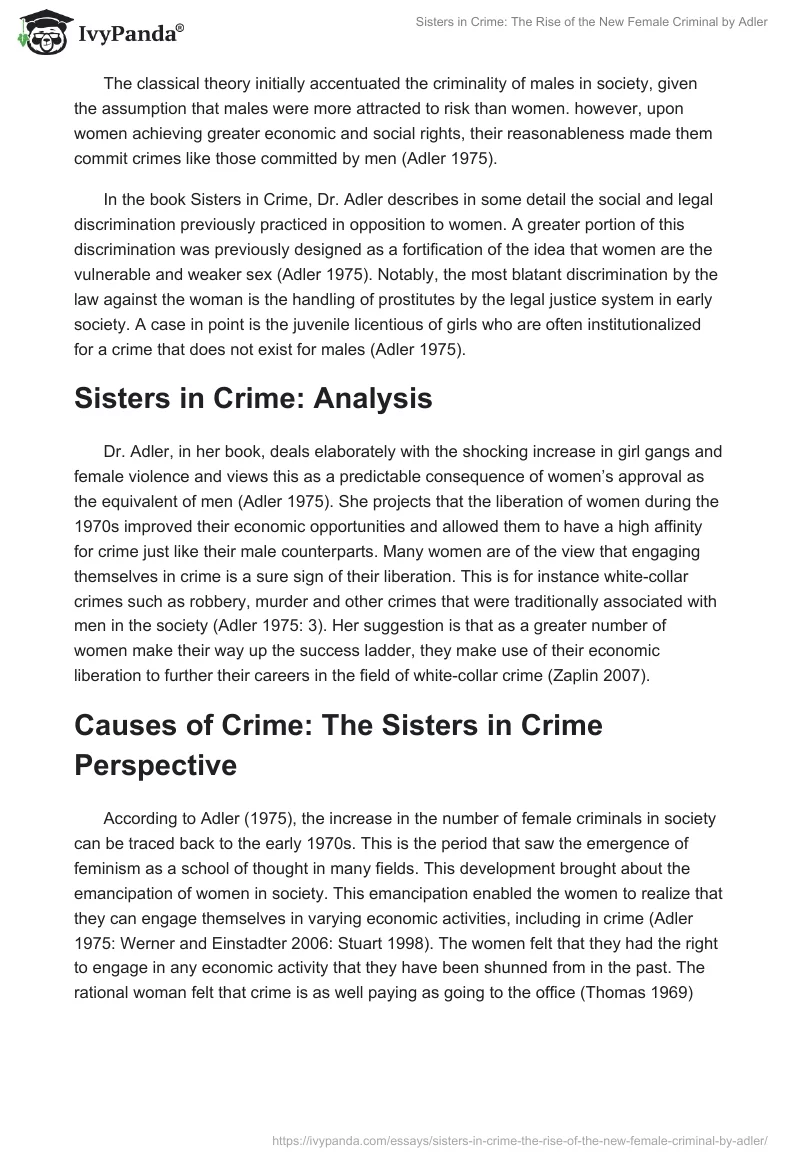 "Sisters in Crime: The Rise of the New Female Criminal" by Adler. Page 3