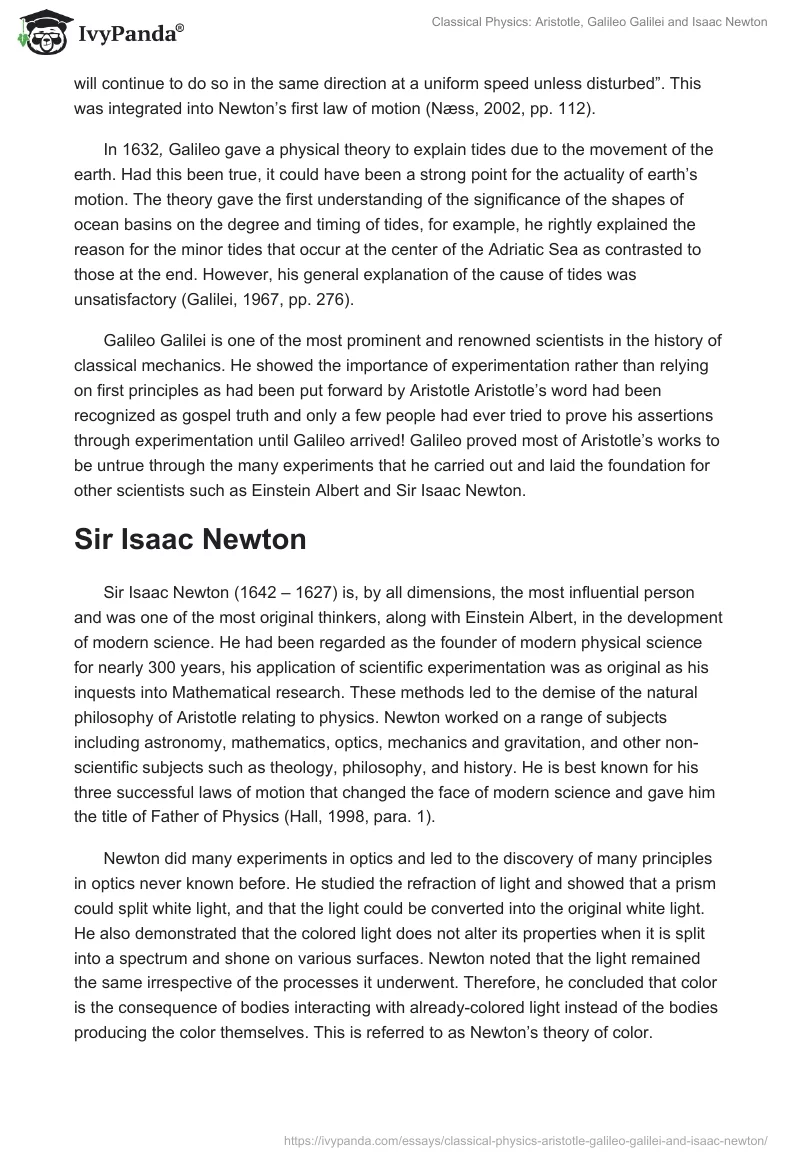 Classical Physics: Aristotle, Galileo Galilei and Isaac Newton. Page 4
