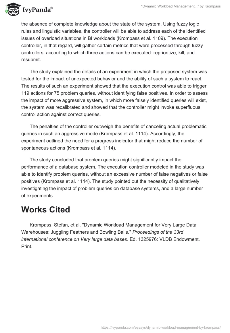 “Dynamic Workload Management...” by Krompass. Page 2