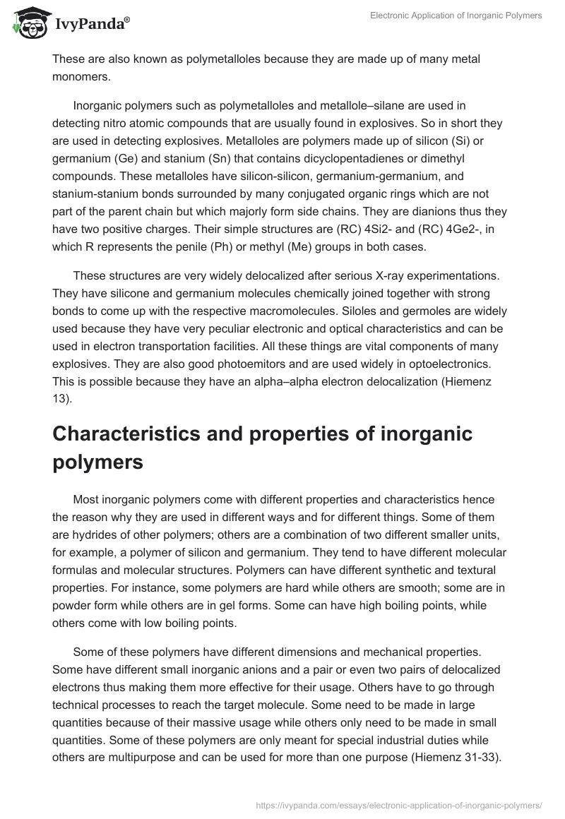 Electronic Application of Inorganic Polymers. Page 2