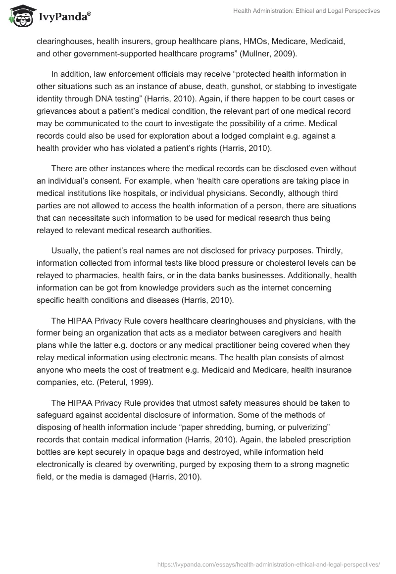 Health Administration: Ethical and Legal Perspectives. Page 2