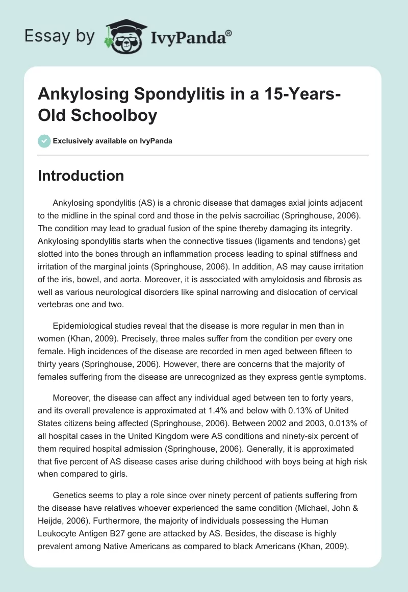 Ankylosing Spondylitis in a 15-Years-Old Schoolboy. Page 1