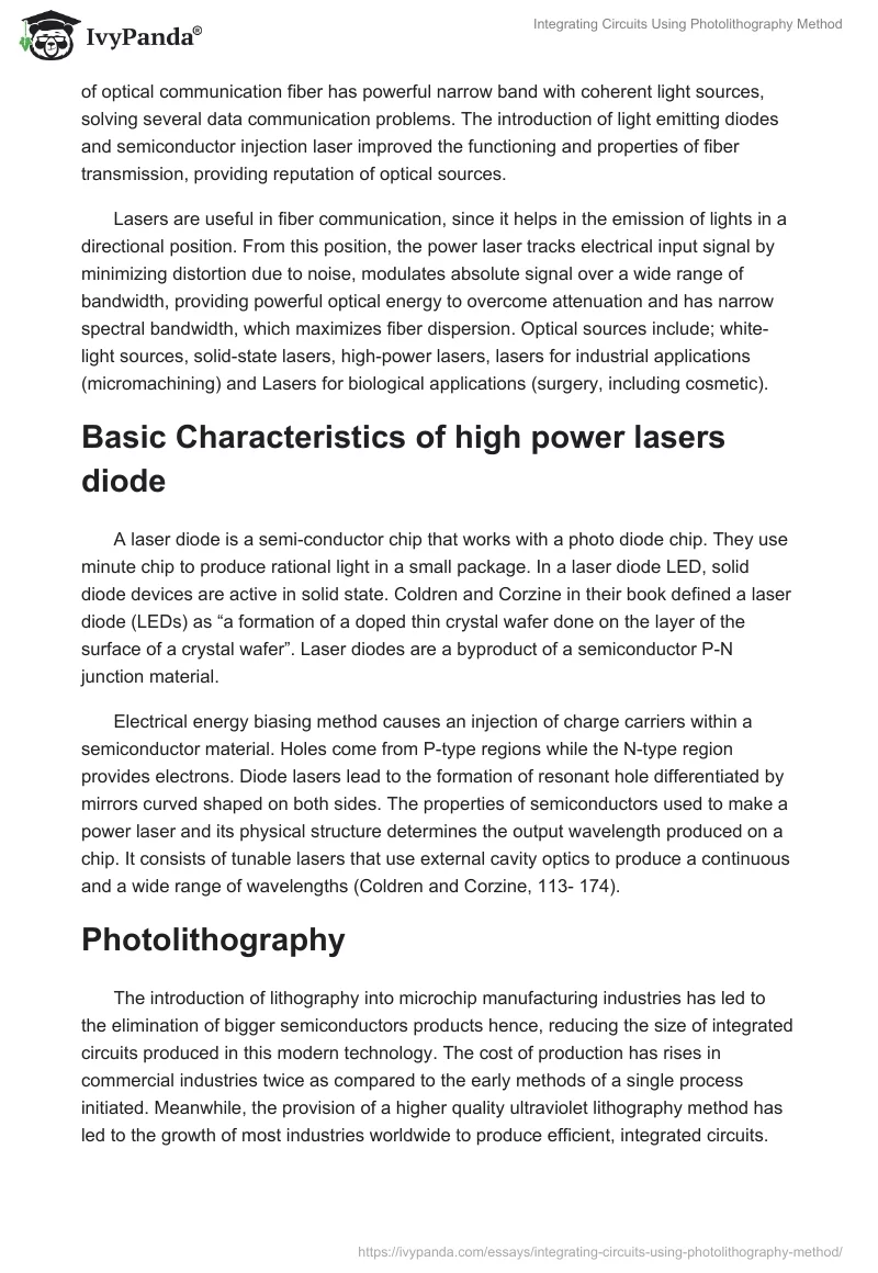 Integrating Circuits Using Photolithography Method. Page 3