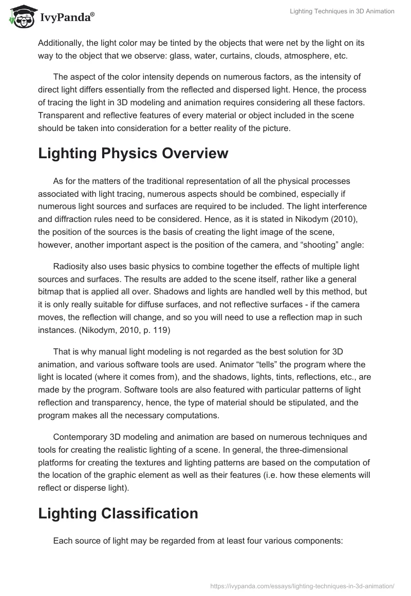 Lighting Techniques in 3D Animation. Page 2